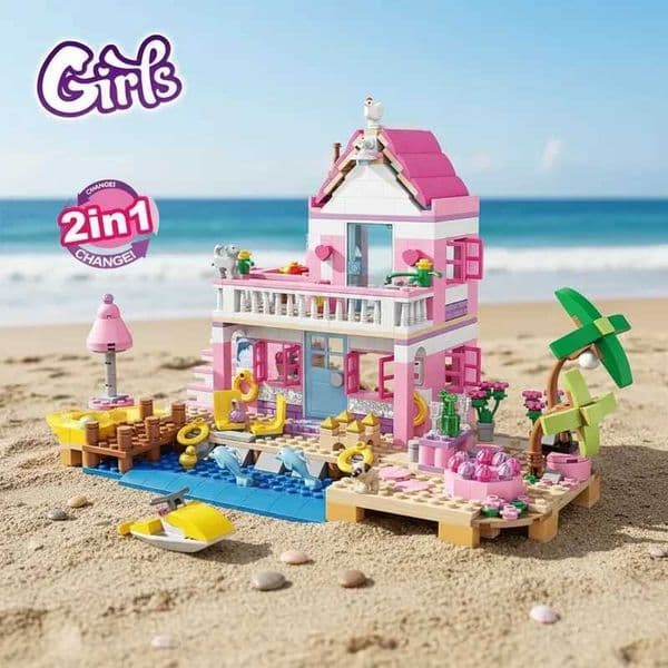 822Pcs Beach Villa Building Blocks Transformable House Model Creative Building Educational STEM Toys Birthday Gift For Girls Z260515
