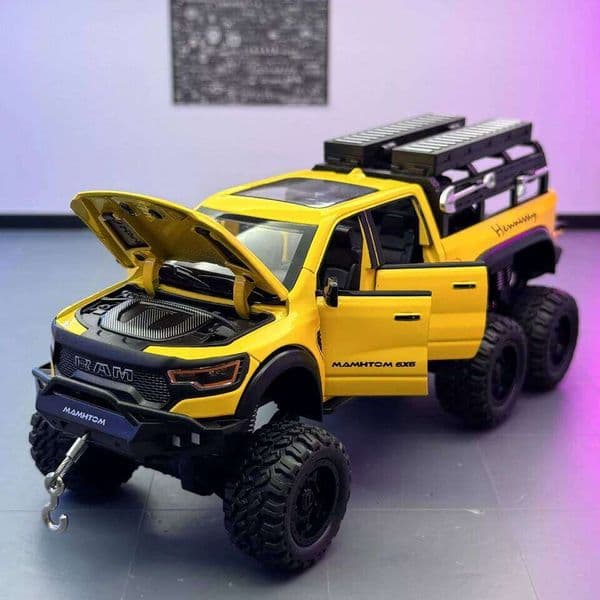 Large Size 1:24 Mammoth 6X6 Off-road Pickup Truck Children's Toy Simulation Alloy Car Model Ornament Boy Gift W260515