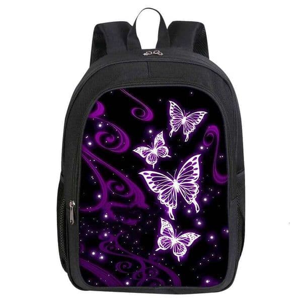 Casual Commute Purple Butterfly Pattern Double layered Backpack Boys/Girls Best Gifts 2D Cartoon School Bag For Children