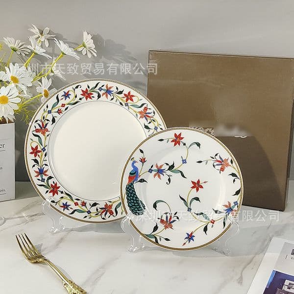 Peacock Flower Western Food Plate Hotel Restaurant Household 8-inch 10-inch Steak Plate Plate