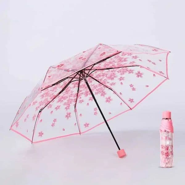 Luxury room Designer Decor New Transparent Sakura Anti-Literature Folding Umbrella Wind And Water Resistant Decoration For Home 5