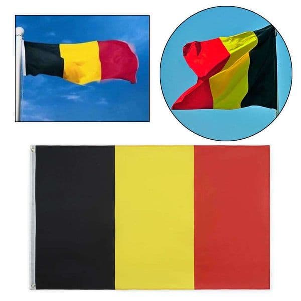 Candiway Belgian National Flag High-Quality Polyester, Black-Yellow-Red Vertical Tri-color with Grommets Home Outdoor/Indoor 26W0515