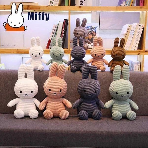 KAWaii Corduroy Striped Plush Doll Cute MIFFY Peripheral Plush Doll Sitting Posture Home Decoration Fun Toy Girl GiftJ260515