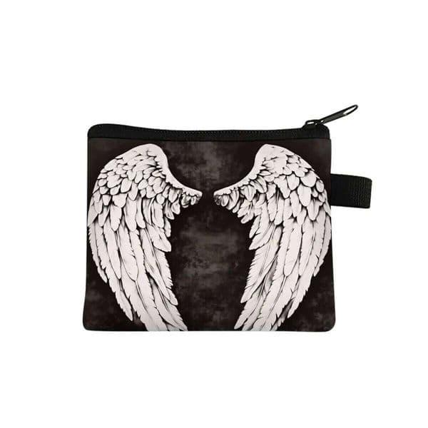 Angel Wings Pattern Cute Purse Boy/Girls Best Gifts 2D Flat Cartoon for Children Storage Bag Coin Walle