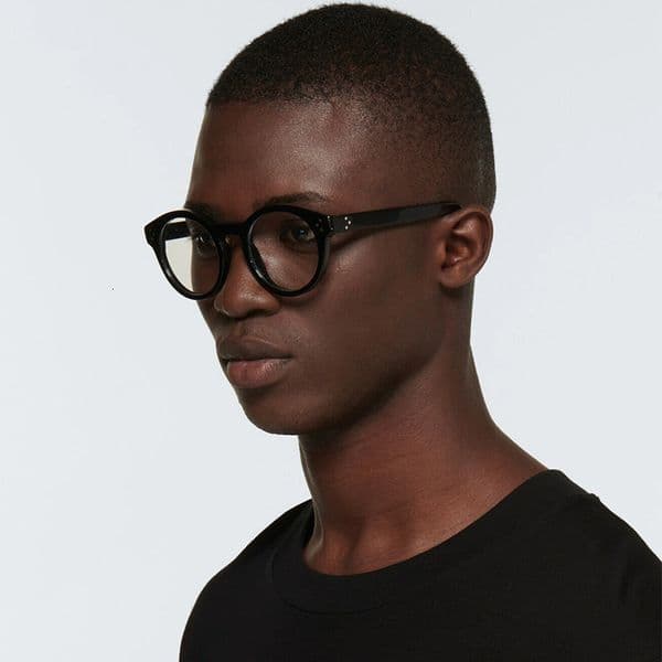 Japanese-Style Round-Frame Non-Prescription Can Be Fitted With Prescription Lenses, Retro Casual Black Eyeglass Frames Men, Anti-Blue