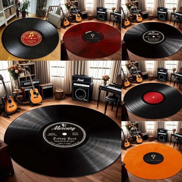 Retro Vinyl Record Carpet Music Practice Room Non Slip Floor Rug for Living Room Bedroom Office Decor Fashionable Home Decor Z260514