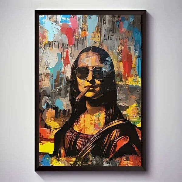 Interesting Mona Lisa Creative Watercolor Canvas Painting Graffiti Funny Posters Wall Art Picture Living Room Home Decor Gifts W260515