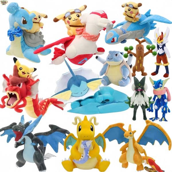Anime Pokemon Soft Pikachu Riding Lapras Latios Latias Pikachu Dragonite Vaporeon Peluche Shiny Charizard XY Stuffed Plush Toy L260515R3ZQ