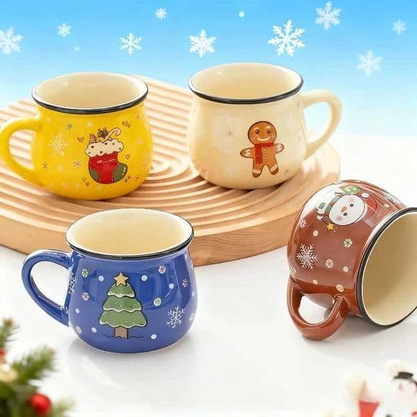 150ML Christmas Mugs Ceramic Cute Santa Elk Penguin Mousse Cup Coffee Cup for Office Home Milk Coffee Tea Cups Xmas GiftsJ260515