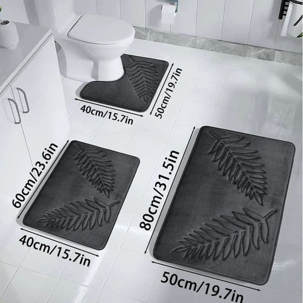 3PCS Set Bath Mats Nonslip Soft Quick Dry Bathroom Soft Rugs Water Absorption Dry Fast Bath Mat Machine Washable For Home Floor 260515