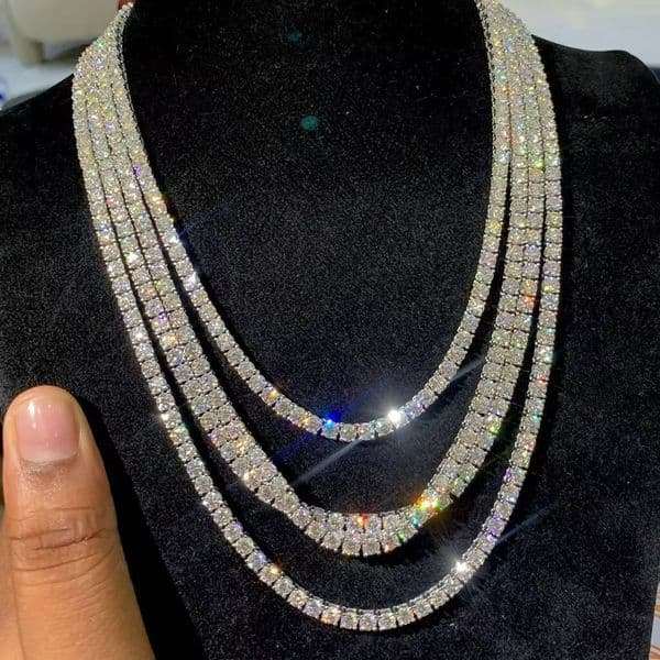 Customize 10k 14k 18k Solid Gold Diamond Tennis Necklace DEF VS VVS HPHT CVD Lab Grown Diamond Tennis Chain Necklace