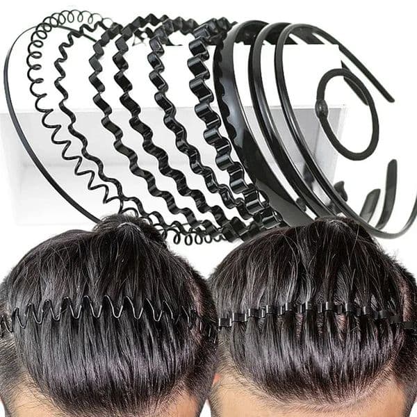 6pcs Fashion Wave Men Unisex Black Wavy Hair Head Hoop Band Sports Headband Hairband Headwear Accessories Gifts 260506