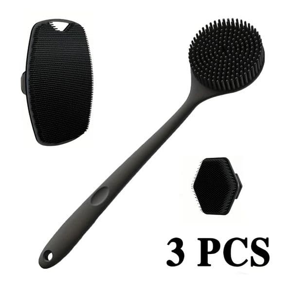 3-piece Bath brush set Soft silicone bath brush with non-slip handle easy to clean and rinse perfect for use in the bath 260515