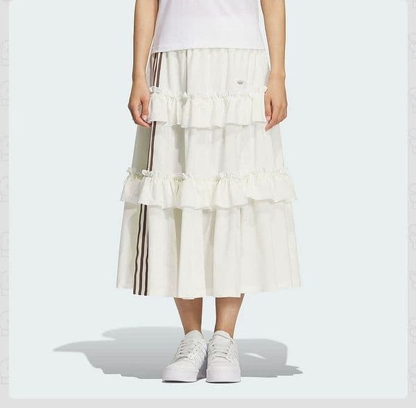 2026 Summer New Women's Cake Skirts Striped High Waist Loose A-line Half body Skirt Flower Bud Skirt Embroidered Logo KQ6506