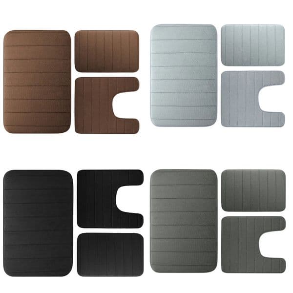 Velvet Memory Foam Bathroom Rug Set Of 3 Water Absorption Non Slip Extra Soft Bath Mats Machine WashableDry Toilet Floor Mat 260513