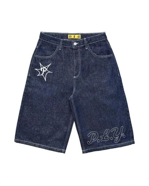 Y2k Hip Hop Vintage Loose Jorts Harajuku Streetwear Summer Punk Rock Letter Embroidery Fashion Denim Shorts Men Clothing Q260514