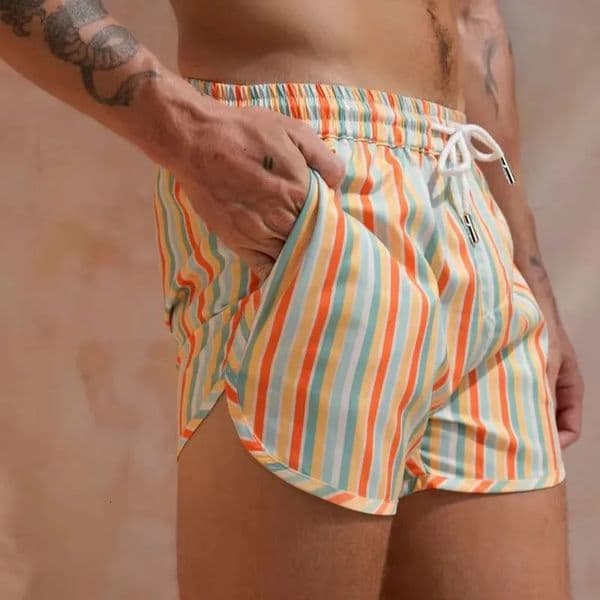 Mens Running Shorts Summer Outdoor Casual Printed Beach Shorts Woven Lightweight Quick Drying Non Elastic Swimming Shorts 260514