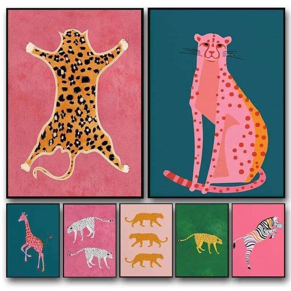 Abstract Tiger Leopard Giraffe Zebra Art Canvas Painting Posters and Prints Minimalism Wall Picture for Living Room Decor 26L0515