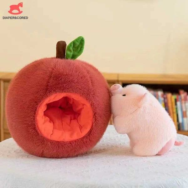 26cm Cute Steng Eating Apple Piggy Doll Plush Toy Plush Stuffed Animal Dolls Girl Bedroom Decoration Doll Gift For ChildrenJ260515