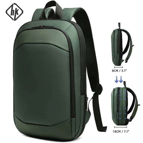 HK Men's Business Expandable Big Capacity Backpacks Waterproof 15.6" Laptop Bag Travel Light Scalable Backpack for Men