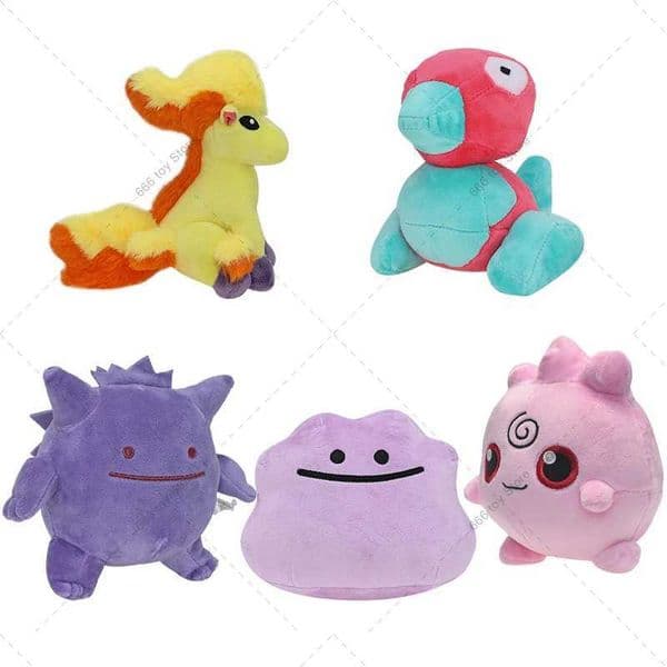 5 STYles Plush Toy Porygon Ponyta Ditto Cos Gengar Ditto Igglybuff Stuffed Toys Gifts for Kids Birthday Z260515