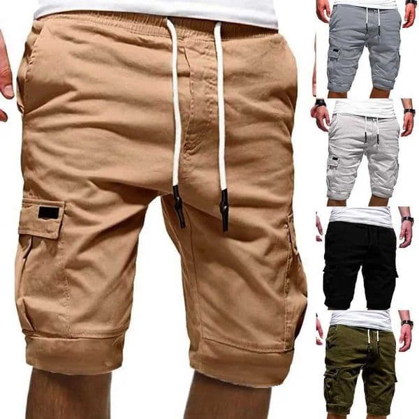 2021 Mens Shorts Cargo Shorts Cool Summer Solid Color Multi Pockets Jogger Loose Drawstring Shorts Plus Size Male Short Trouser Z260325