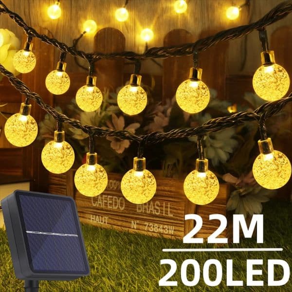 Solar String Lights Outdoor 200 Led Crystal Globe Lights Waterproof Solar Festoon Fairy Light for Garden Christmas Outdoor Decor 260514