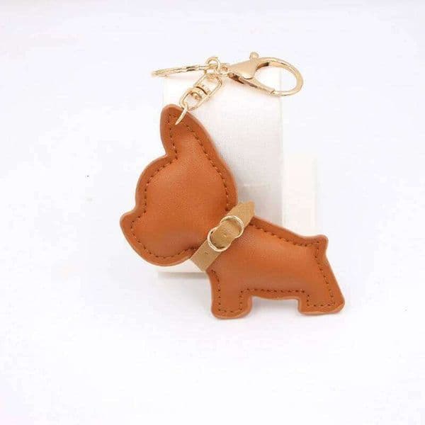 New Super Fierce Bulldog PU Leather Dog Car Keychain Backpack Decoration Key Chains for Women J260514