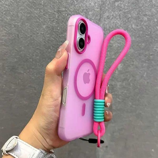 For Candy Color Contrast Lanyard Case For iPhone 16 15 17 Pro Max 14 Plus 11 12 13 16e Hand Wrist Strap Matte Soft Cover C260515