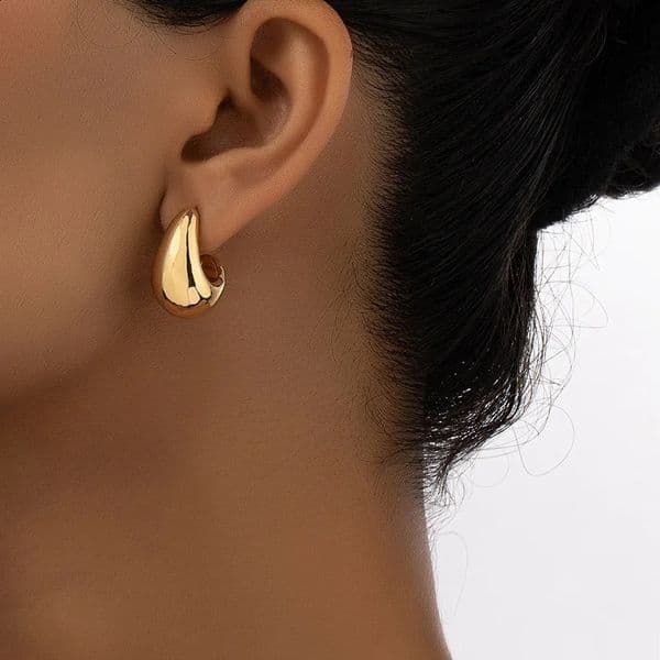 Vintage Chunky Dome Drop Earrings For Women Gold Plated Stainless Steel Thick Teardrop Earring Statement Wedding Jewelry Gifts 260514