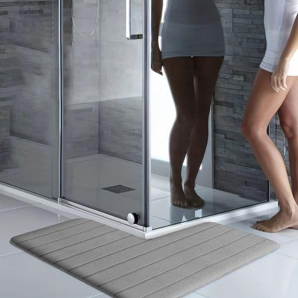 Striped flannel bathroom foot mat right angle shower room absorbent floor mat toilet L-shaped non-slip mat 260513