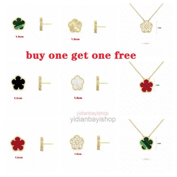 Jewelery Cleeef clover necklace necklaces designer buy one get free 18K Gold Plated Green Red White jewlry womens luxury couple gifts