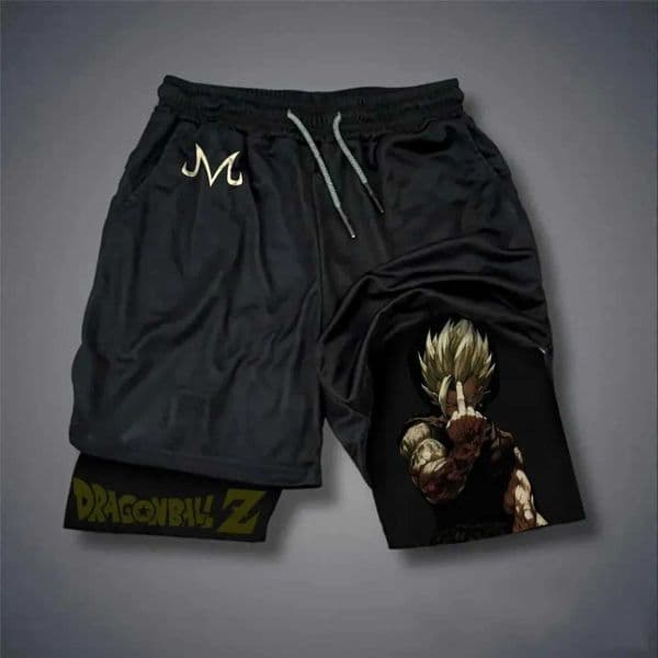 Dragon Ball Mens Shorts Double Layer 2-in-1 Pants Vegeta Japan Anime Summer and Autumn Fake Two-piece Sports Running Sweatpants Z260325