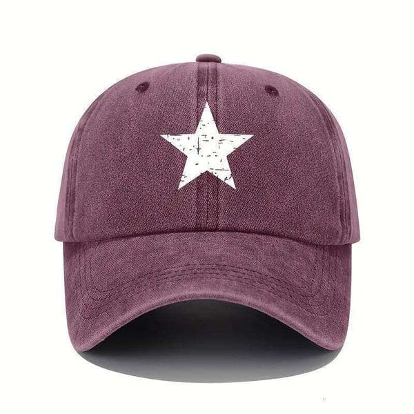Star print baseball retro lightweight washed adjustable women's sun protection cap 26W0515