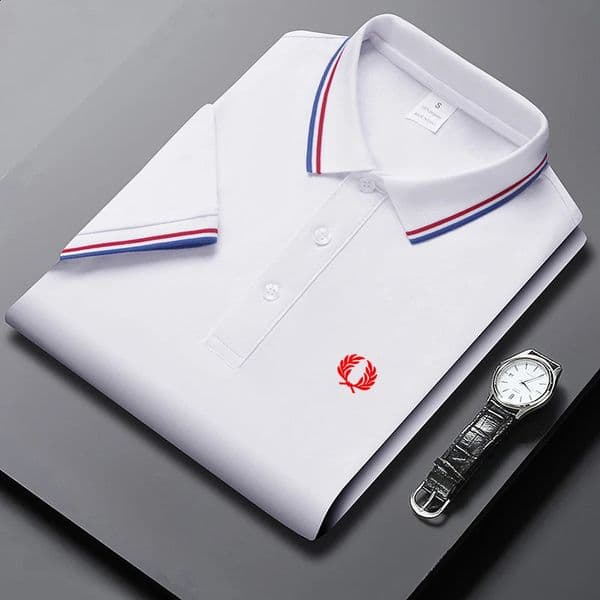 Embroidered Summer Polo Shirt Men High Quality Short Sleeve Top Business Casual Selling Poloshirt for 260508