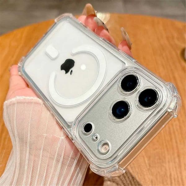 Luxury Magnetic Wireless Charge For Case for iPhone 17 16 15 14 13 12 11 Pro Max Plus Shockproof Transparent Back Cover C260515