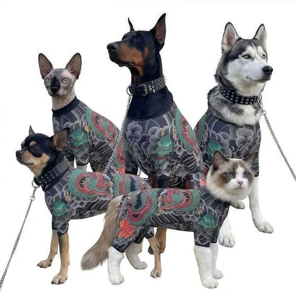 Four Seasons Dog Cat Tattooed Vest Lifelike Breathable Pet Tattoo Jacket Cool Close-fitting Pet Clothes For Pet S To 6XL J260515