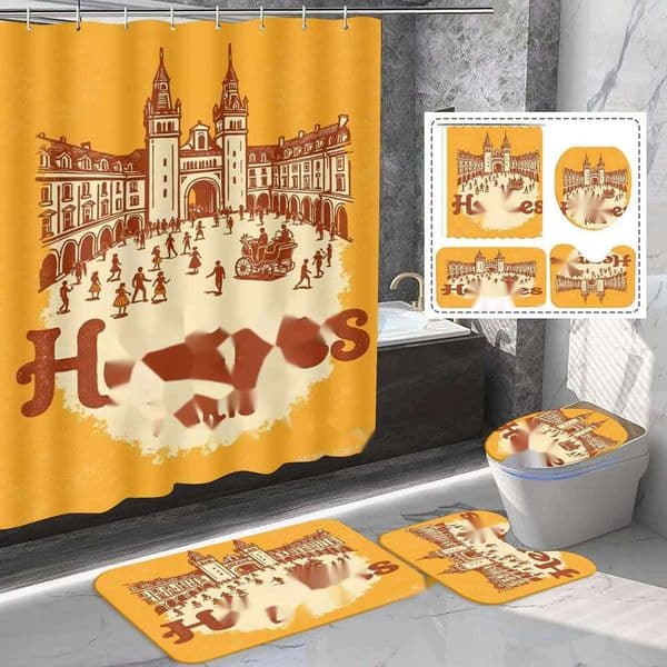Simple Polyester Waterproof Shower Curtain Perfume Series Non-Slip Mat Bathroom