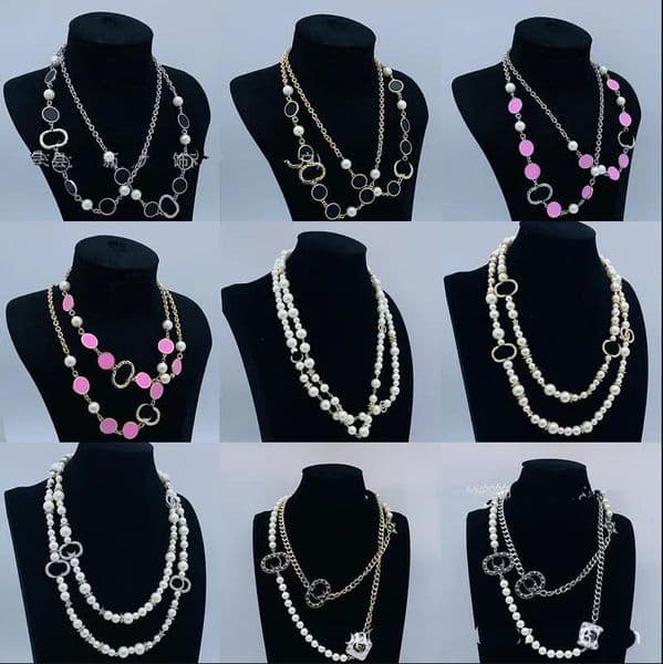 Pendant Necklaces Fashion Alphabet Sweater Chain Pearl Long High Edition Diamond Necklace High Edition Trendy