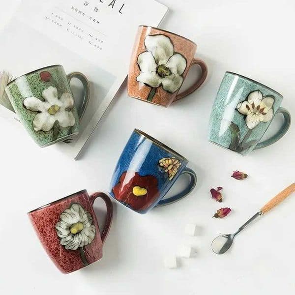 Exquisite Ceramic Mug Creative and Cute Tea and milk cups Unique and Trendy Flower Mug for Juice Beverage Milk - A Great ChoJ260515