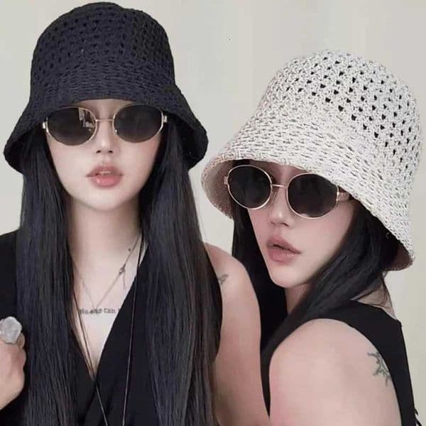 Breathable Summer Hollow Out Knitted Bucket Hats Foldable Mesh Fisherman Basin Cap for Women Men Casual Sun Protection Beach Cap T260515