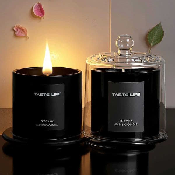 Premium Soy Wax Scented Candles With Glass Cloche Smokeless Essential Oil Aromatherapy For Home Spa Gift-Ready Decorative L260513