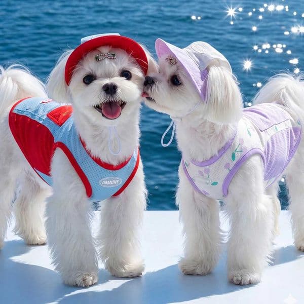 Mesh Teddy Sunscreen Clothes New Dog Cool Tank Top Breathable Small Dog Tank Top Sleless Pet T-shirt with Hat J260515