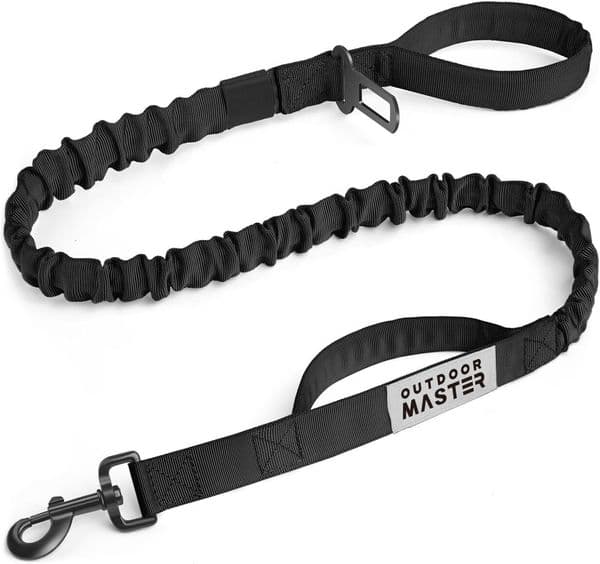 Dog Collar Designer Outdoormaster Bungee Heavy Duty Leash With Shock Absorption, 2 Padded dog leash Handles Training Leash