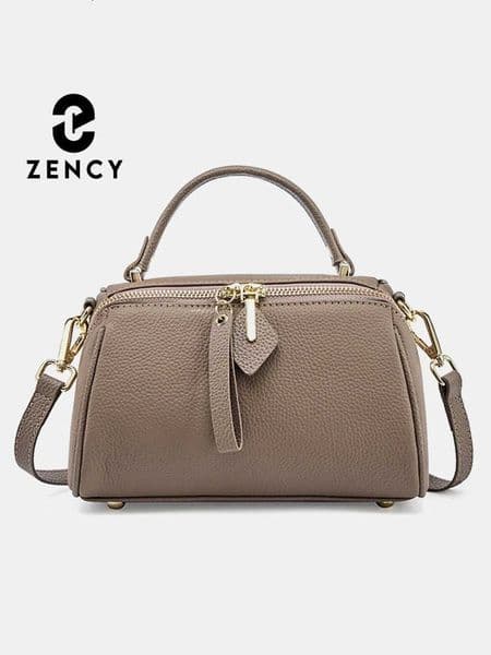 Zency Womens Genuine Leather Boston Bag Designer Shoulder Bag Large Capacity New Trendy Cross body Fashion Handbag H260515