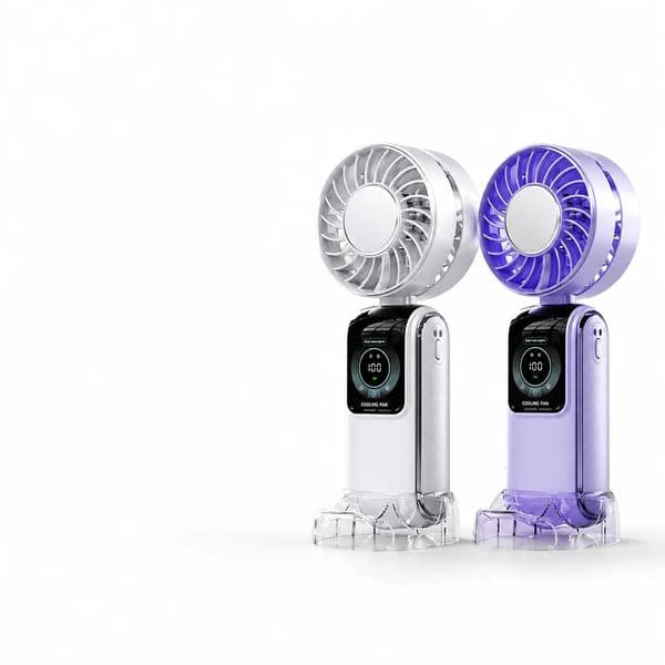 Portable Ice Cooling Fan 1-Touch Cool 5-Speed Ultra-Quiet Handheld Fan 3600mAh Rechargeable Mini Air Cooler for Office Outdo 260515