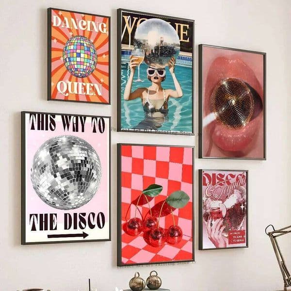 Retro Trendy Funky Disco Ball 70s Poster Home Living Room Bedroom Bar Cafe Art Decor 26L0515