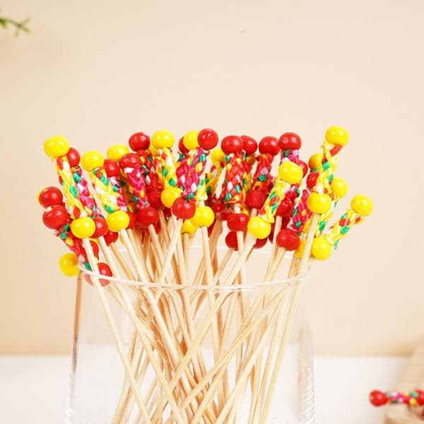 Disposable Fruit Beads Bamboo Tooth Picks Cocktail Picks Food Forks Party Buffet Fruit Sticks Wholesale