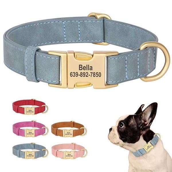 Personalized Dog Buckle Collar Soft PU Leather Dog ID Collars Free Engraved Pet Name Anti-lost Necklace For Small Large Dogs C260516