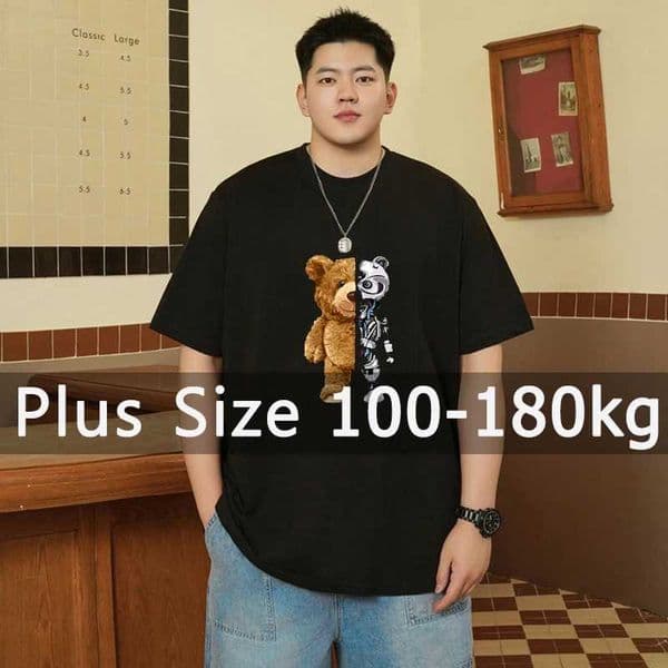 Mens Printed T-shirt Plus Size Black Tops 110-180kg 5XL 6XL 7XL 100 Cotton Loose Oversized Tees Big Size Men Clothing Z260516 Z260514